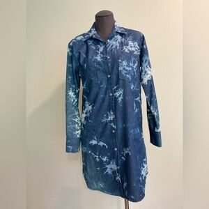 Karen Kane Blue Wave Tie-dye Shirtdress